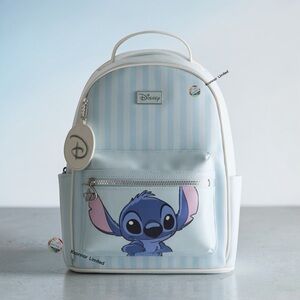 Disney Pastel Blue Striped Backpack with Stitch Design